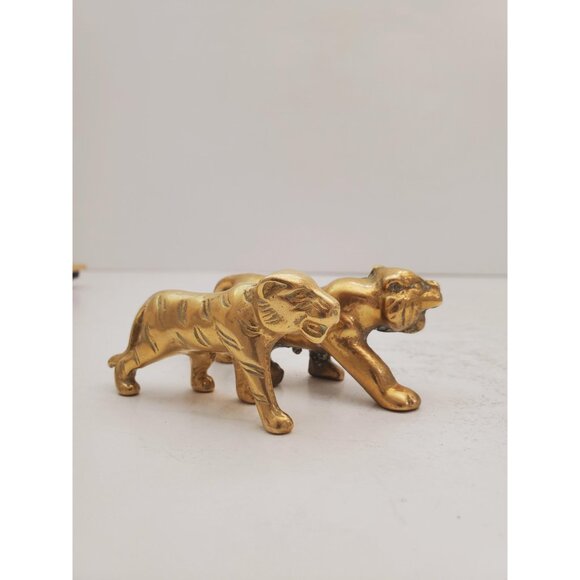 Vintage Brass Tiger Statue Vintage brass lover -Vintage style brass leop… - Picture 4 of 10
